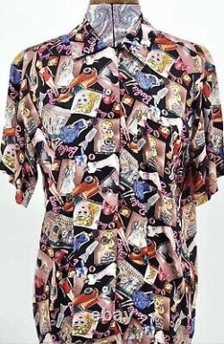 1994 Nicole Miller Barbie Print Silk Shirt Size M Limited Edition Very Rare