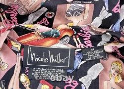 1994 Nicole Miller Barbie Print Silk Shirt Size M Limited Edition Very Rare