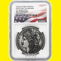 2023 Morgan Ngc Ms 70 Antique High Relief Flag Very Rare And Limited