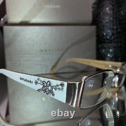 Bvlgari Eyeglasses Ivory White Swarovski Crystal Limited Edition 2078 VERY RARE