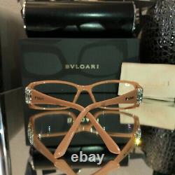 Bvlgari Eyeglasses Swarovski Crystal Limited Edition 4019-B Beige VERY RARE 2075