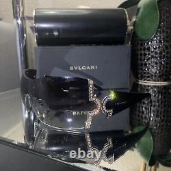 Bvlgari Sunglasses 651-B Black Swarovski Crystal Limited Edition VERY RARE