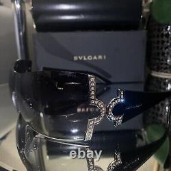 Bvlgari Sunglasses 651-B Black Swarovski Crystal Limited Edition VERY RARE