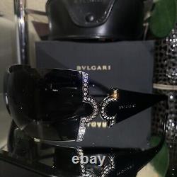 Bvlgari Sunglasses 651-B Black Swarovski Crystal Limited Edition VERY RARE