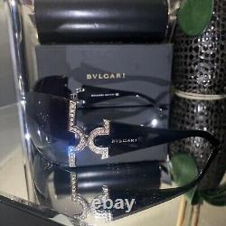 Bvlgari Sunglasses 651-B Black Swarovski Crystal Limited Edition VERY RARE