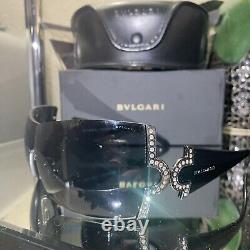 Bvlgari Sunglasses 651-B Black Swarovski Crystal Limited Edition VERY RARE