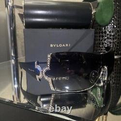 Bvlgari Sunglasses 651-B Black Swarovski Crystal Limited Edition VERY RARE