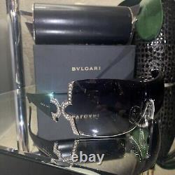 Bvlgari Sunglasses 651-B Black Swarovski Crystal Limited Edition VERY RARE