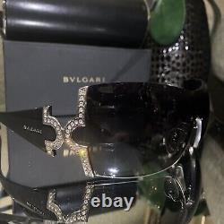 Bvlgari Sunglasses 651-B Black Swarovski Crystal Limited Edition VERY RARE