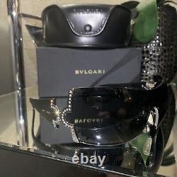 Bvlgari Sunglasses 651-B Black Swarovski Crystal Limited Edition VERY RARE