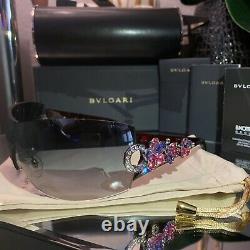 Bvlgari Sunglasses 652-B Swarovski Crystal Limited Edition VERY RARE Pink Purple