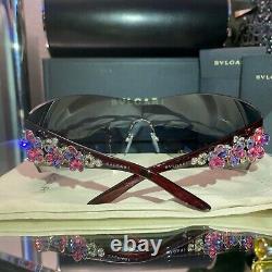 Bvlgari Sunglasses 652-B Swarovski Crystal Limited Edition VERY RARE Pink Purple