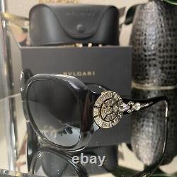 Bvlgari Sunglasses 8056-B Black Swarovski Crystal Limited Edition VERY RARE