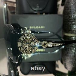 Bvlgari Sunglasses 8056-B Black Swarovski Crystal Limited Edition VERY RARE
