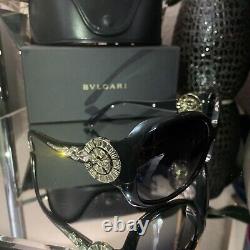 Bvlgari Sunglasses 8056-B Black Swarovski Crystal Limited Edition VERY RARE