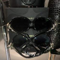 Bvlgari Sunglasses 8056-B Black Swarovski Crystal Limited Edition VERY RARE