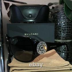 Bvlgari Sunglasses Black Swarovski Crystal Limited Edition 8008-B VERY RARE