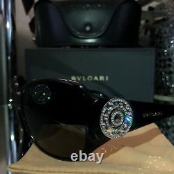 Bvlgari Sunglasses Black Swarovski Crystal Limited Edition 8008-B VERY RARE