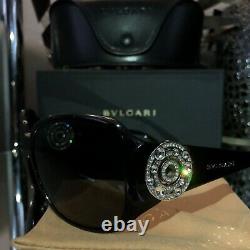 Bvlgari Sunglasses Black Swarovski Crystal Limited Edition 8008-B VERY RARE