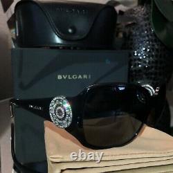 Bvlgari Sunglasses Black Swarovski Crystal Limited Edition 8008-B VERY RARE