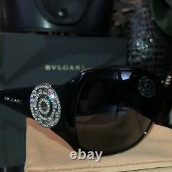 Bvlgari Sunglasses Black Swarovski Crystal Limited Edition 8008-B VERY RARE