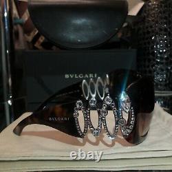 Bvlgari Sunglasses Swarovski Crystal Limited Edition 8016-B Brown VERY RARE