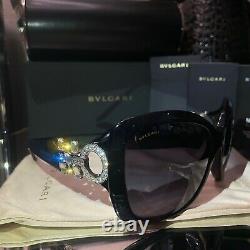 Bvlgari Sunglasses Swarovski Crystal Limited Edition 8103-B Black VERY RARE