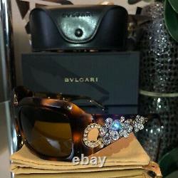 Bvlgari Sunglasses Swarovski Crystal Limited Edition 856-B Gold Brown VERY RARE