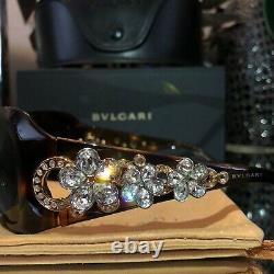 Bvlgari Sunglasses Swarovski Crystal Limited Edition 856-B Gold Brown VERY RARE