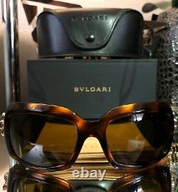 Bvlgari Sunglasses Swarovski Crystal Limited Edition 856-B Gold Brown VERY RARE