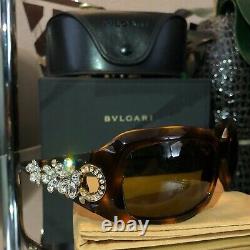 Bvlgari Sunglasses Swarovski Crystal Limited Edition 856-B Gold Brown VERY RARE