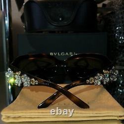 Bvlgari Sunglasses Swarovski Crystal Limited Edition 856-B Gold Brown VERY RARE