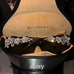 Bvlgari Sunglasses Swarovski Crystal Limited Edition 856-B Gold Brown VERY RARE