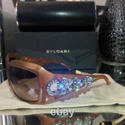 Bvlgari Sunglasses Swarovski Crystal Limited Edition 856-B Honey Brown VERY RARE