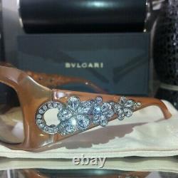 Bvlgari Sunglasses Swarovski Crystal Limited Edition 856-B Honey Brown VERY RARE