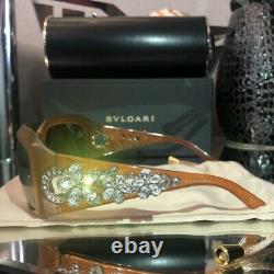 Bvlgari Sunglasses Swarovski Crystal Limited Edition 856-B Honey Brown VERY RARE