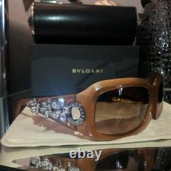 Bvlgari Sunglasses Swarovski Crystal Limited Edition 856-B Honey Brown VERY RARE