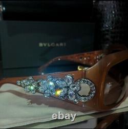 Bvlgari Sunglasses Swarovski Crystal Limited Edition 856-B Honey Brown VERY RARE