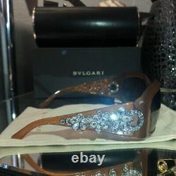 Bvlgari Sunglasses Swarovski Crystal Limited Edition 856-B Honey Brown VERY RARE