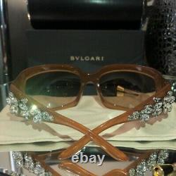 Bvlgari Sunglasses Swarovski Crystal Limited Edition 856-B Honey Brown VERY RARE