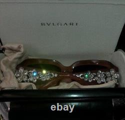 Bvlgari Sunglasses Swarovski Crystal Limited Edition 856-B Honey Brown VERY RARE