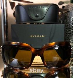 Bvlgari Sunglasses Swarovski Crystal Limited Edition Gold Brown VERY RARE