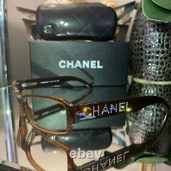 Chanel Eyeglasses Limited Edition Swarovski Crystal 5060-B Brown VERY RARE