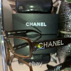 Chanel Eyeglasses Limited Edition Swarovski Crystal 5060-B Brown VERY RARE