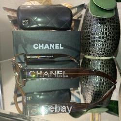 Chanel Eyeglasses Limited Edition Swarovski Crystal 5060-B Brown VERY RARE