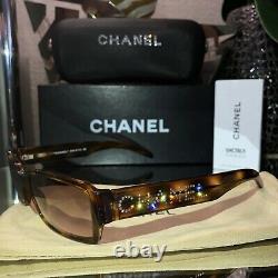 Chanel Sunglasses Limited Edition Swarovski Crystal 5060-B Brown VERY RARE