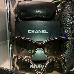 Chanel Sunglasses Limited Edition Swarovski Crystal 5065-B Brown VERY RARE