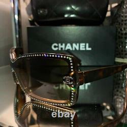 Chanel Sunglasses Limited Edition Swarovski Crystal 5065-B Brown VERY RARE