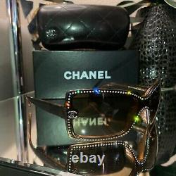 Chanel Sunglasses Limited Edition Swarovski Crystal 5065-B Brown VERY RARE