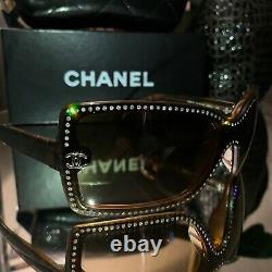 Chanel Sunglasses Limited Edition Swarovski Crystal 5065-B Brown VERY RARE